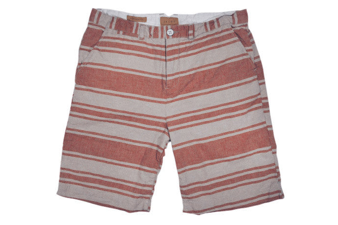 JACHS-Bermuda Shorts (Brick/Natural Stripe) JACHS-Bermuda Shorts (Brick/Natural Stripe)