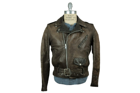 Vintage Schott Biker Jacket (Brown Leather)