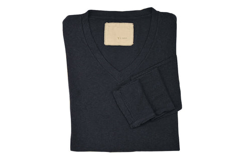 V: : Room-L/S Cashmere Soft Jersey Knit (Navy Melange)